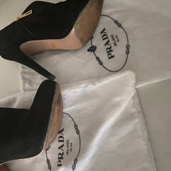 Prada Black Suede Booties Size 37 - Picture 3 of 6